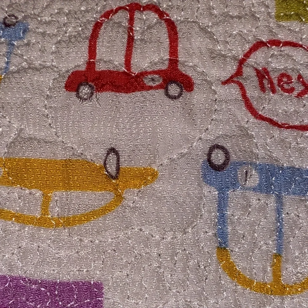 Handmade Baby Quilt Blanket Trucks Cars Cotton Purple Toddler Unique 43 X 38